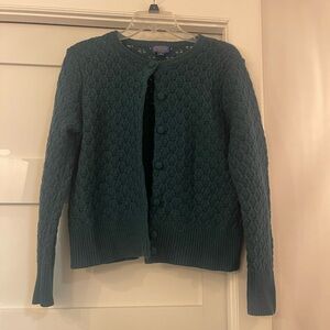 Pendleton Women’s Hunter Green Knit Crochet Cardigan Lambs wool/nylon Size M